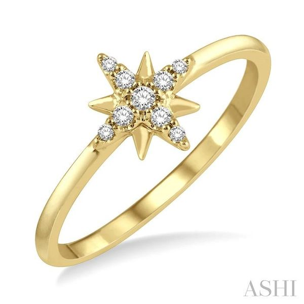 1/10 ctw Star Center Round Cut Diamond Petite Fashion Ring in 10K Yellow Gold Chandlee Jewelers Athens, GA
