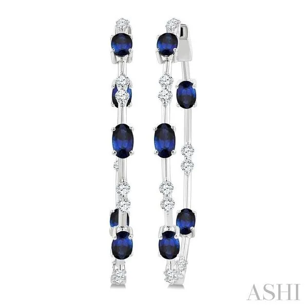 5X3 MM Oval Shape Sapphire and 7/8 Ctw Round Cut Diamond ...
