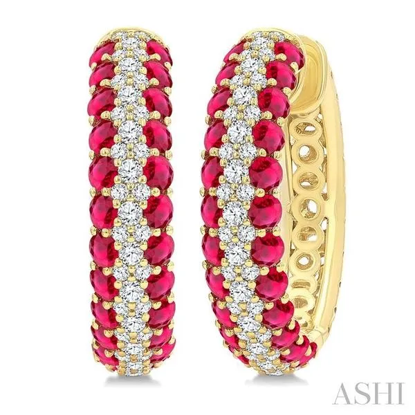 2 MM Round Cut Ruby and 1/2 Ctw Round Cut Diamond Preciou...