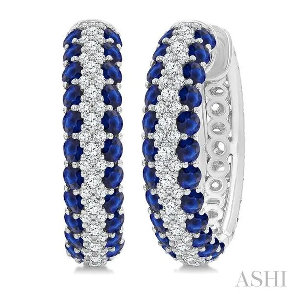 2 MM Round Cut Sapphire and 1/2 Ctw Round Cut Diamond Pre...