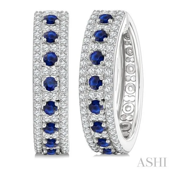 2 MM Round Shape Sapphire and 3/4 Ctw Round Cut Diamond P...
