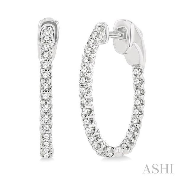 1/2 ctw Round Cut Diamond In-Out Hoop Earring in 14K White Gold Chandlee Jewelers Athens, GA