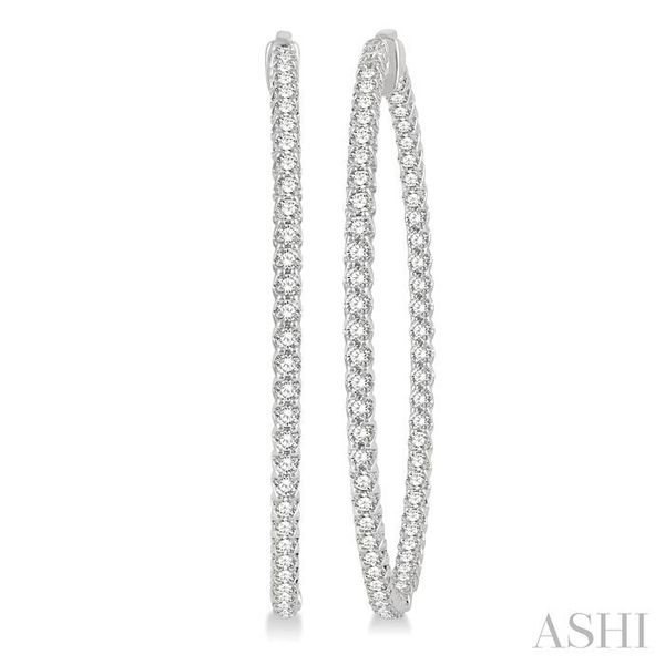 5 ctw Round Cut Diamond In & Out 2-Inch Hoop Earring in 14K White Gold Chandlee Jewelers Athens, GA