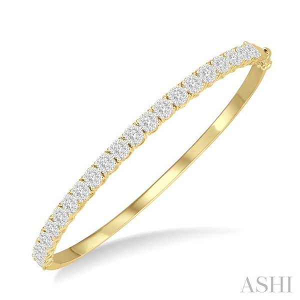 1 1/2 Ctw Circular Lovebright Round Cut Diamond Bangle in 14K Yellow and White Gold Chandlee Jewelers Athens, GA