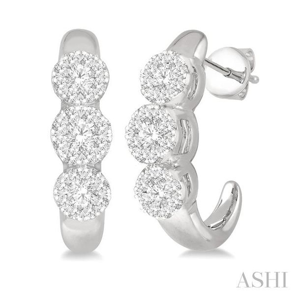 3/8 ctw Lovebright Round Cut Diamond Half Hoop Earring in 14K White Gold Chandlee Jewelers Athens, GA