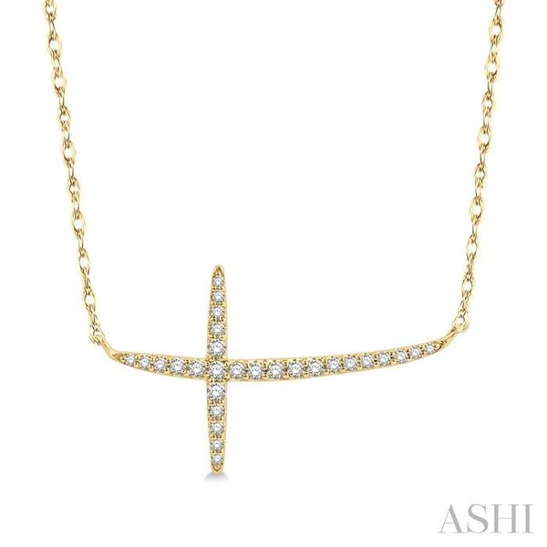 1/6 ctw Cross Round Cut Diamond Necklace in 10K Yellow Gold Chandlee Jewelers Athens, GA