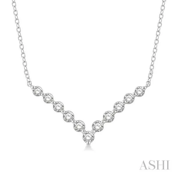 14K V Shaped Diamond Chevron Necklace