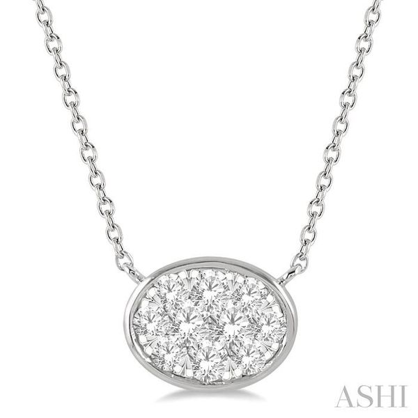 1/3 Ctw Oval Shape Pendant Lovebright Diamond Necklace in 14K White Gold Chandlee Jewelers Athens, GA