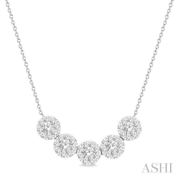 1/3 ctw 5-Stone Circular Mount Lovebright Round Cut Diamond Necklace in 14K White Gold Chandlee Jewelers Athens, GA