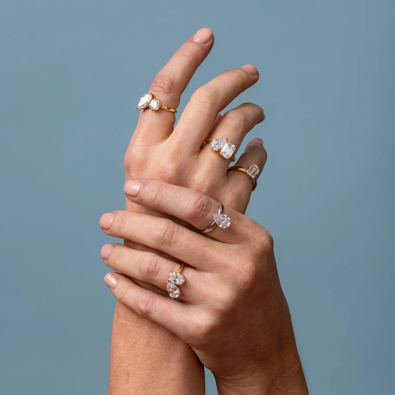 Round and Marquise Diamond Toi et Moi Ring - Main Image