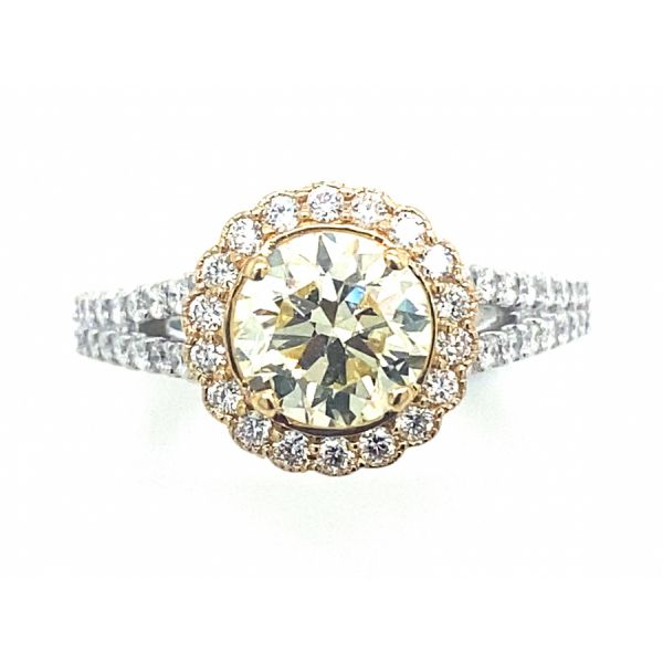18K 2-Tone O/SI Yellow Diamond Engagement Ring Corwin's Main Street Jewelers Southampton, NY