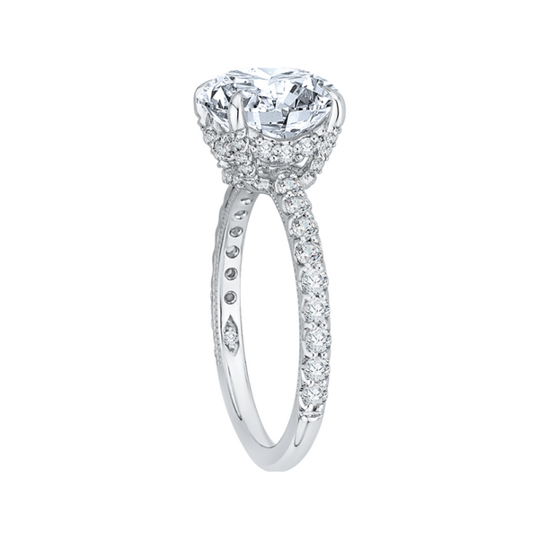 18KW Round Diamond Engagement Ring Setting Image 4 Corwin's Main Street Jewelers Southampton, NY