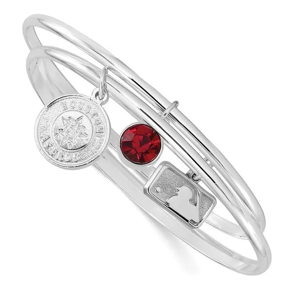 Brass MLB Houston Astros Red CZ Triple Bangle Set