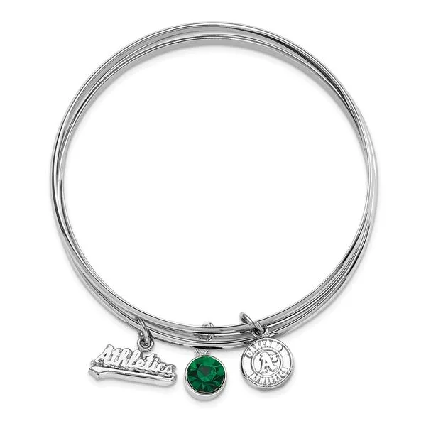 MLB Oakland Athletics Silver-tone Crystal 3 pc Charm Bang...