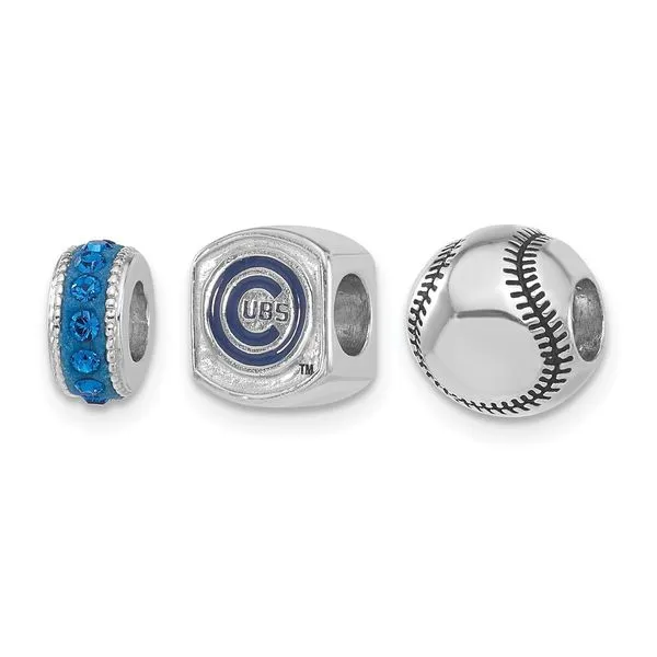MLB Chicago Cubs Crystal & Enameled 3 Bead Set
