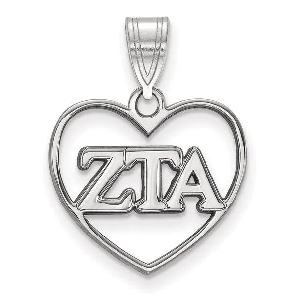 Sorority Life Rhod-pltd Zeta Tau Alpha Heart Pendant