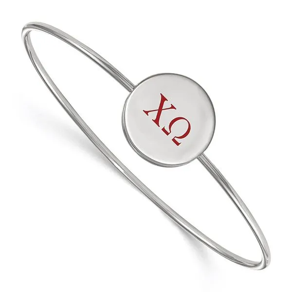Sorority Life Rh-plated Chi Omega Bangle