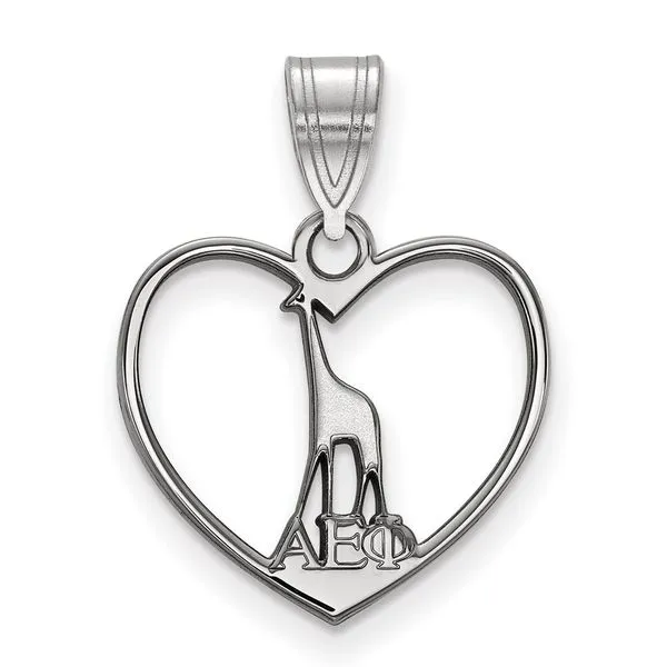 Sorority Life Rhod-pltd Alpha Epsilon Phi Heart Pendant
