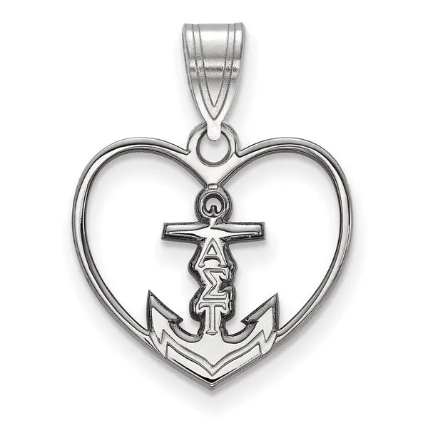 Sorority Life Rhod-pltd Alpha Sigma Tau Heart Pendant