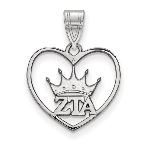 Sorority Life Rhod-pltd Zeta Tau Alpha Heart Pendant