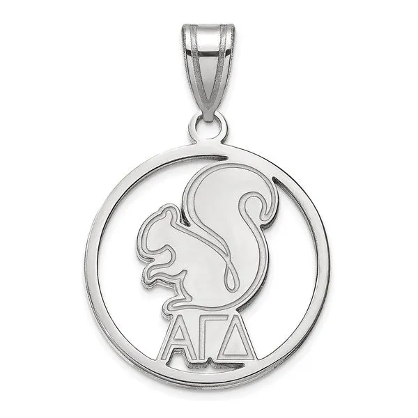 Sorority Life Rh-plated Alpha Gamma Delta Circle Pendant
