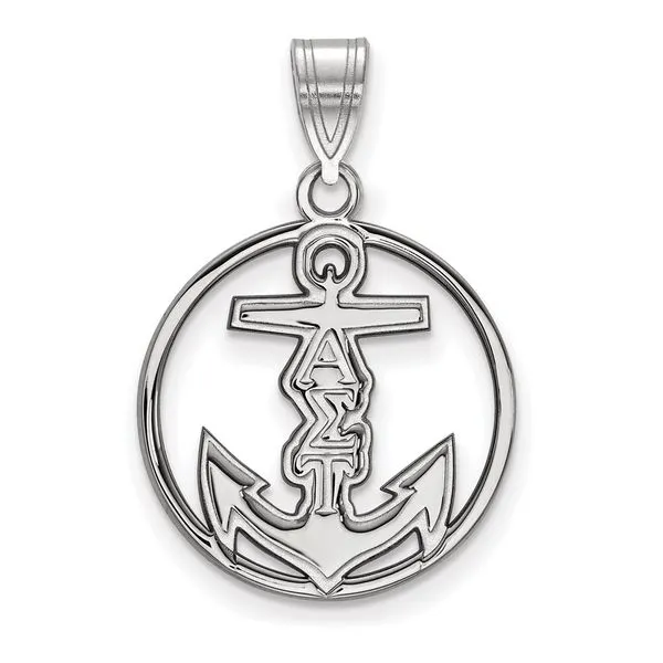 Sorority Life Rhod-pltd Alpha Sigma Tau Med Circle Pendant