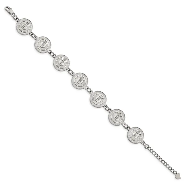 Stainless Steel MLB LogoArt Chicago Cubs Link Bracelet w/...