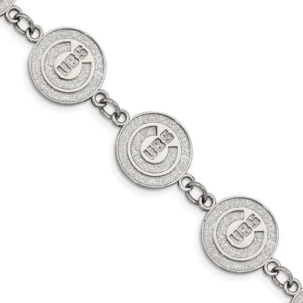 Stainless Steel MLB LogoArt Chicago Cubs Link Bracelet w/...