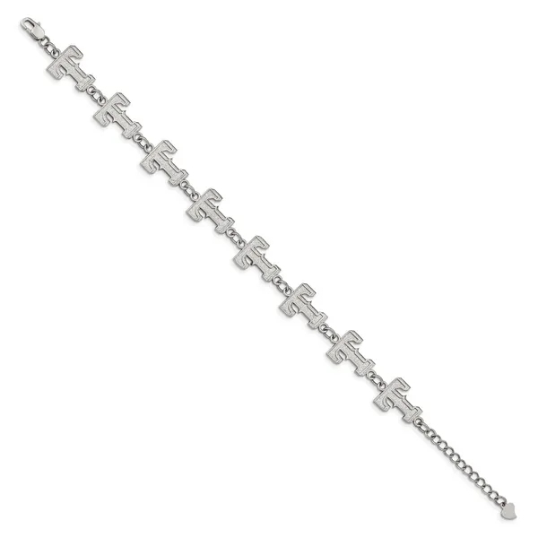 Stainless Steel MLB LogoArt Texas Rangers Link Bracelet w...