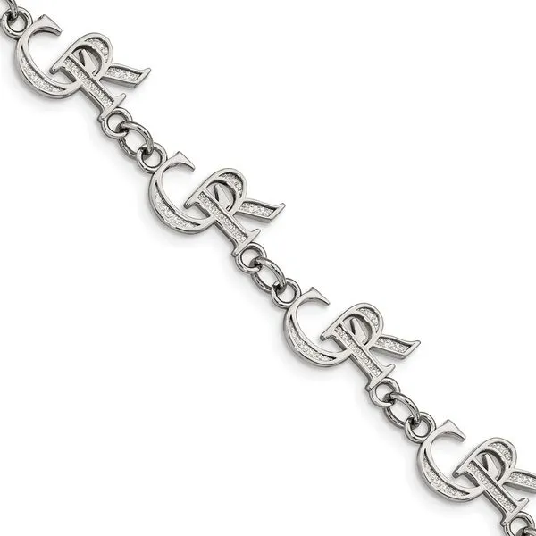 Stainless Steel MLB LogoArt Colorado Rockies C-R Link Bra...