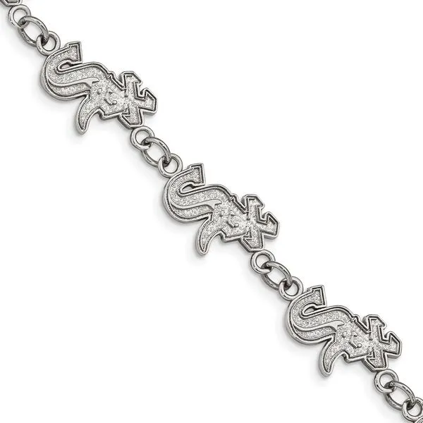 Stainless Steel MLB LogoArt Chicago White Sox Logo Bracelet