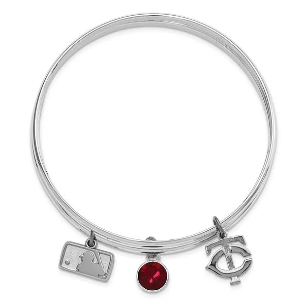 MLB Minnesota Twins Red Crystal Slip On Charm Triple Brac...