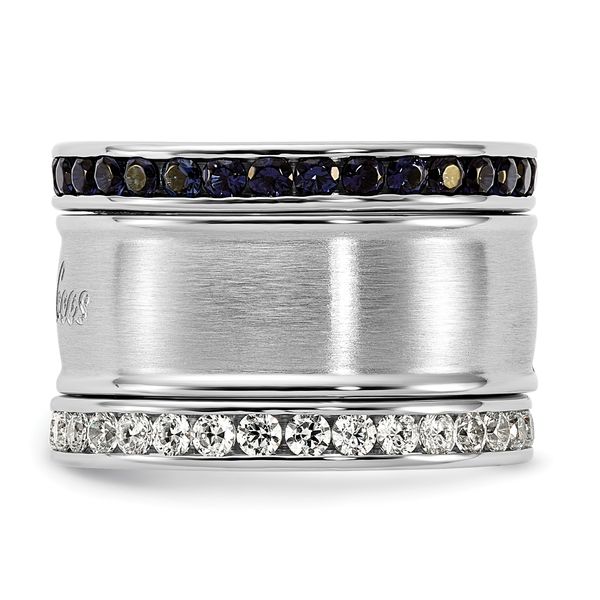 Stainless Steel MLB New York Yankees Crystal Triple Ring Set