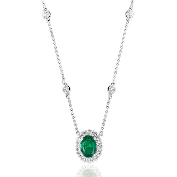 Jewels by Jacob Emerald White Gold Necklace DeScenza Diamonds Boston, MA