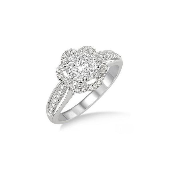 Sunbright 14K White Gold 0.65ctw Cluster Diamond Halo Engagement Ring St.  Petersburg Florida