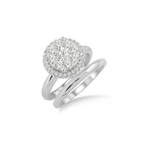Sunbright 14K White Gold 0.65ctw Cluster Diamond Halo Engagement Ring St.  Petersburg Florida
