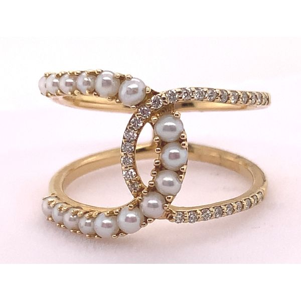 14K Yellow Gold Ring Seed Pearls Ace Of Diamonds Mount Pleasant, MI