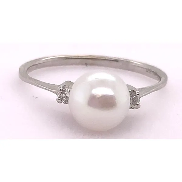 14K White Gold Pearl and Diamond Ring Ace Of Diamonds Mount Pleasant, MI