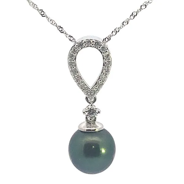 14K White Gold Tahitian Pearl and Diamond Necklace Ace Of Diamonds Mount Pleasant, MI