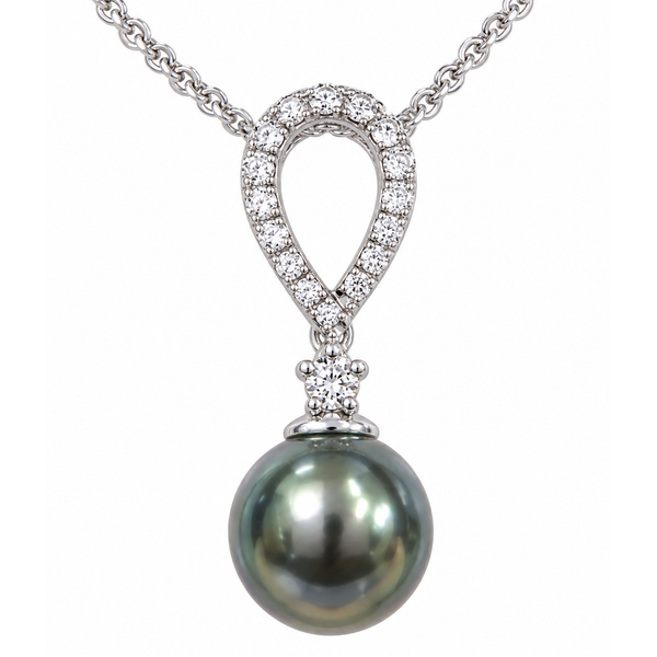 14K White Gold Tahitian Pearl and Diamond Necklace Ace Of Diamonds Mount Pleasant, MI