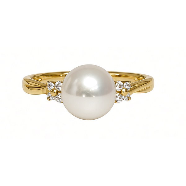 14K Yellow Gold Pearl and Diamond Ring Ace Of Diamonds Mount Pleasant, MI