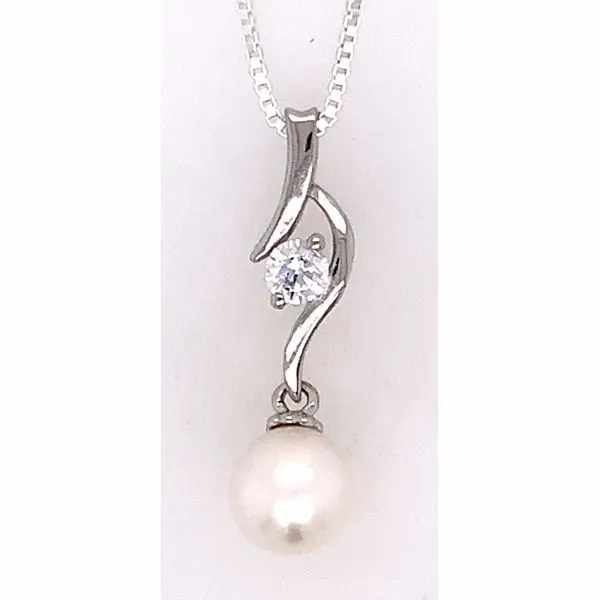 Sterling Natural Pearl & CZ Pendant Ace Of Diamonds Mount Pleasant, MI