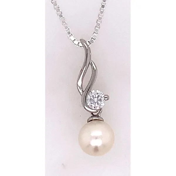 Sterling Natural Pearl & CZ Pendant Ace Of Diamonds Mount Pleasant, MI
