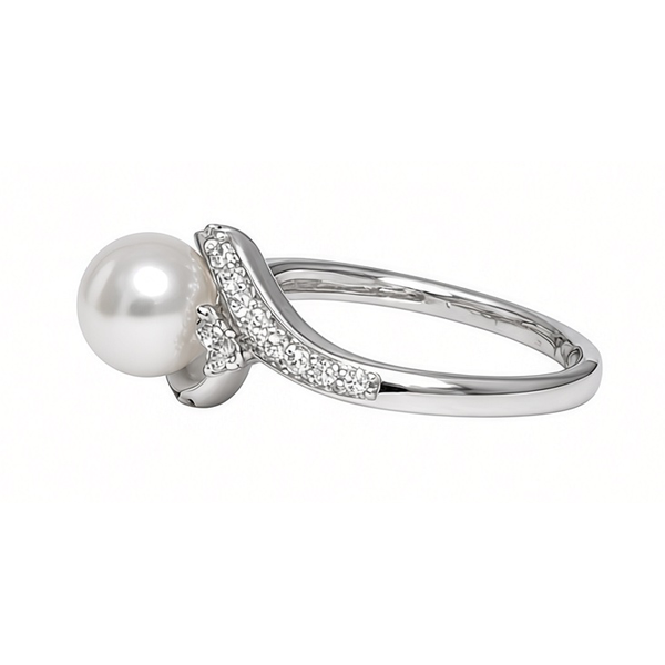 14K White Gold Cultured Salt Water Pearl Ring Image 2 Ace Of Diamonds Mount Pleasant, MI