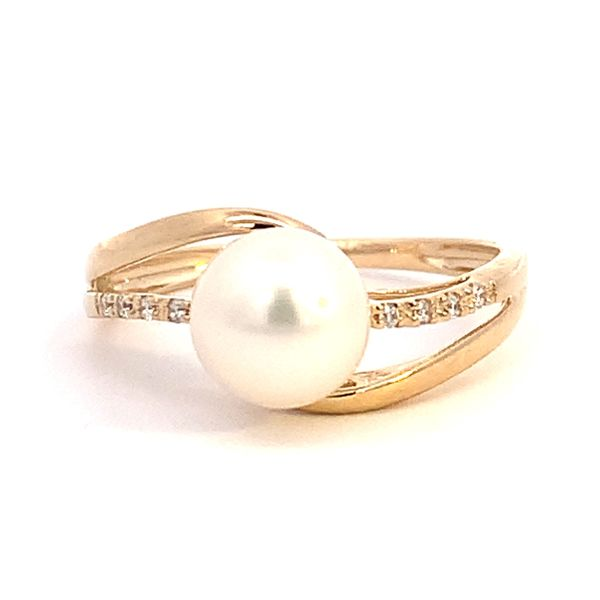 14K Yellow Gold Pearl Ring with Diamonds Ace Of Diamonds Mount Pleasant, MI
