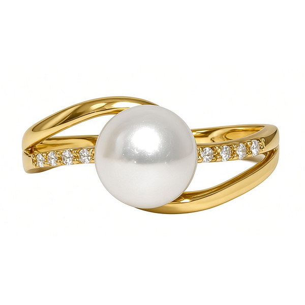 14K Yellow Gold Pearl Ring with Diamonds Ace Of Diamonds Mount Pleasant, MI