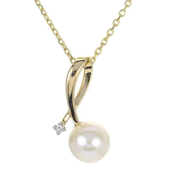 14KT Yellow Gold Freshwater Pearl & Diamond Pendant Ace Of Diamonds Mount Pleasant, MI