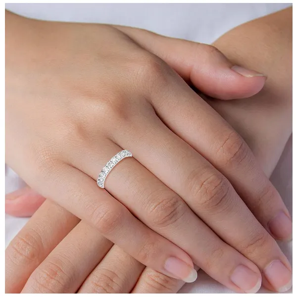 Lab-Created Diamond Wedding Band 14k White Gold with 11 = 1.01 CTTW Image 2 Adler's Diamonds Saint Louis, MO