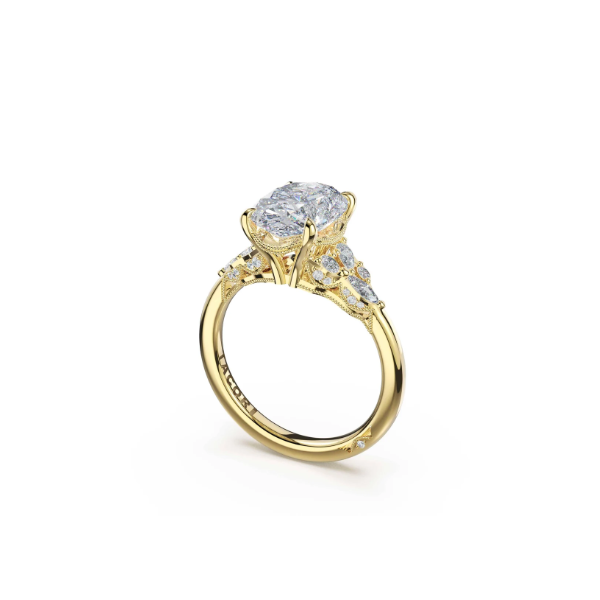 Asymmetrical Cluster Oval Engagement Ring Image 2 Aires Jewelers Morris Plains, NJ