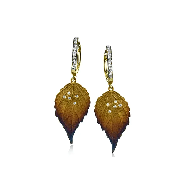Simon G Diamond Leaf Earrings Aires Jewelers Morris Plains, NJ